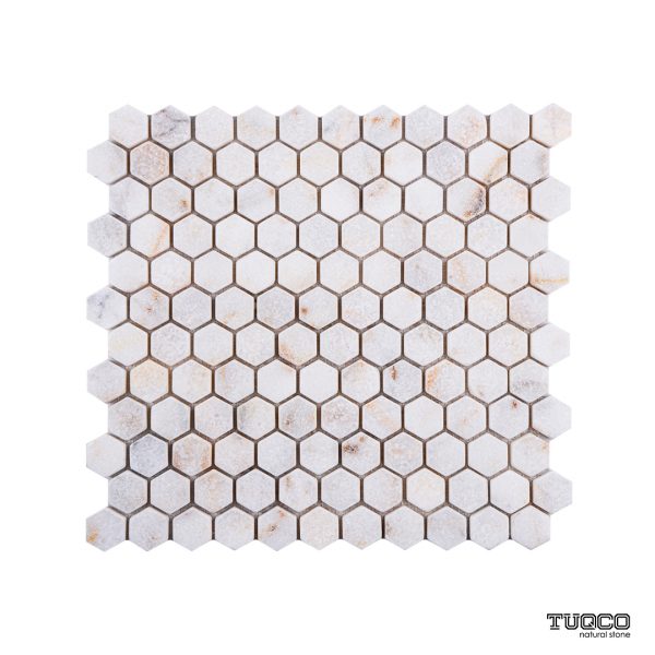 1″ Hexagon Golden Eskitme Mermer Mozaik